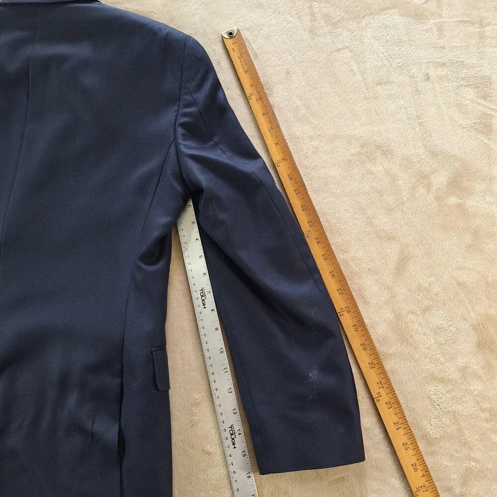 Tommy Hilfiger Blazer Mens 42 Navy Blue Wool Silk Blend Two Button Suit Jacket